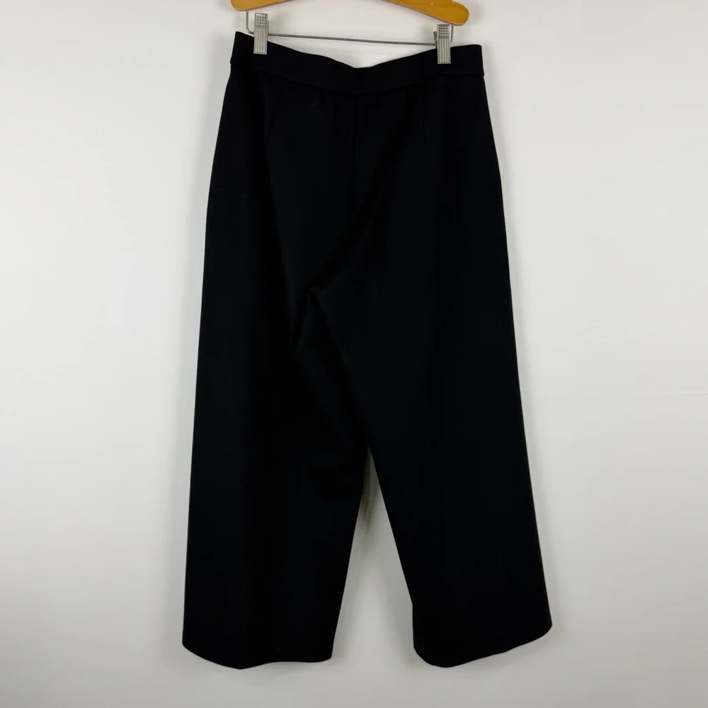 Eileen Fisher Tencel Wide Leg Ankle Pants Black XS Minimalist Lounge Workwear